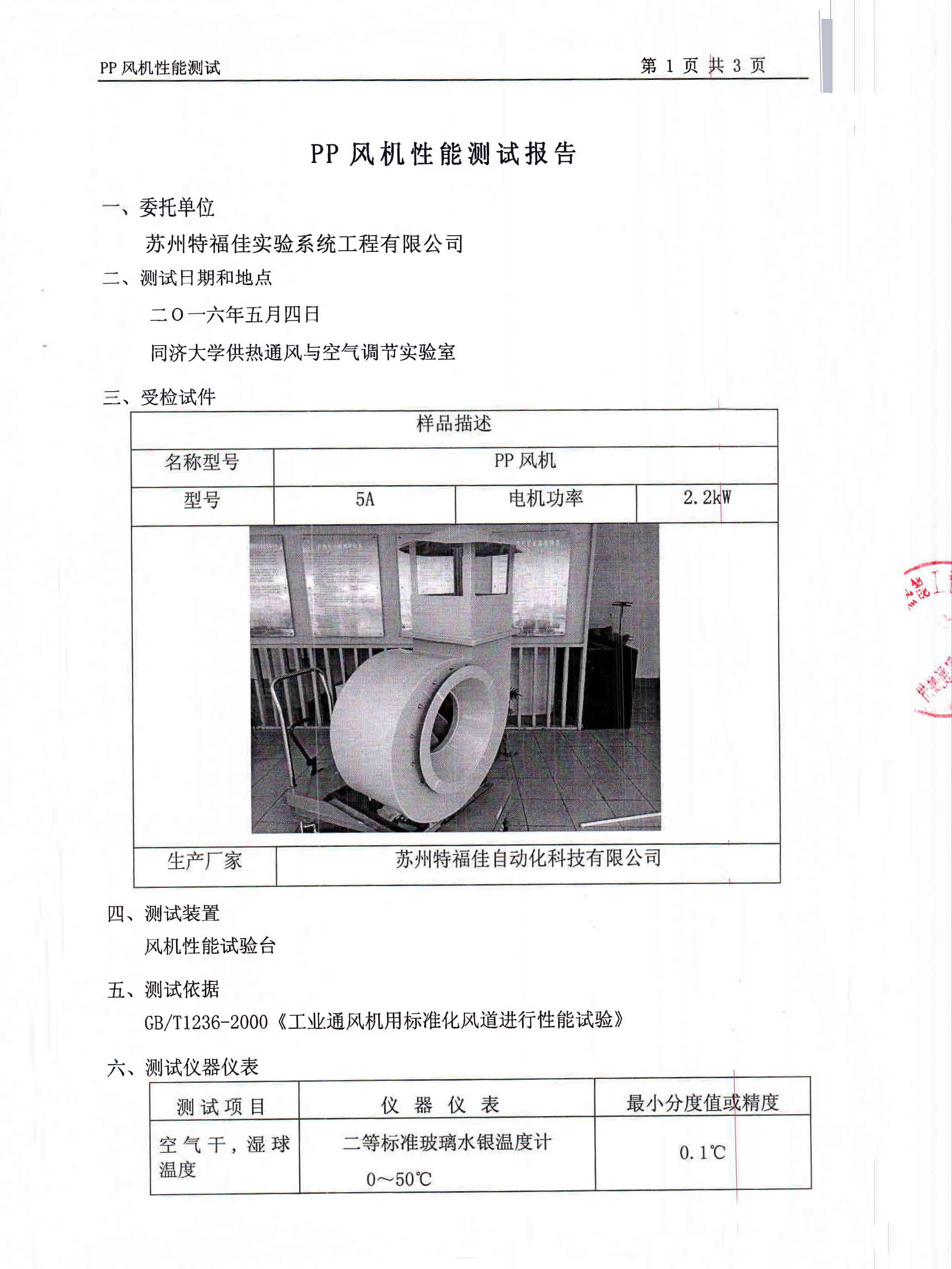 风机质量检测报告